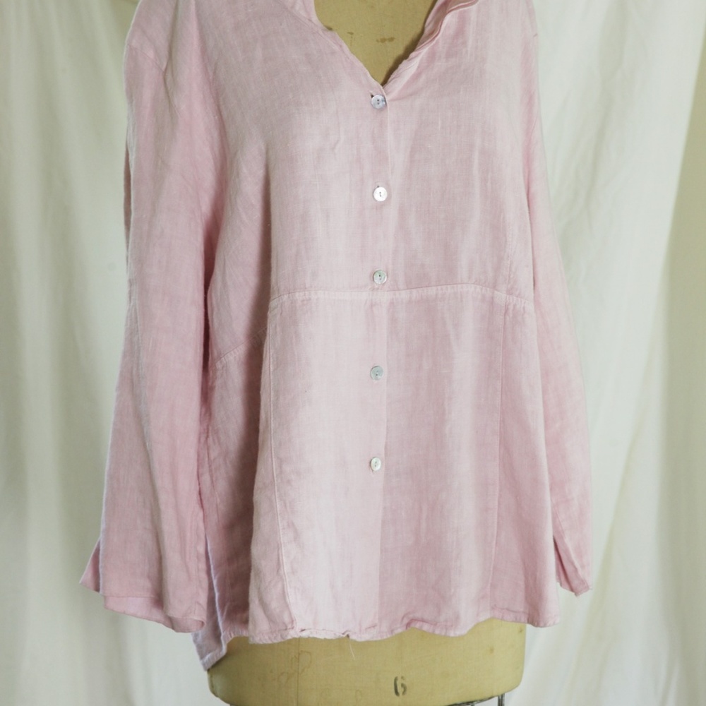Hot Cotton Women's XL pink linen tunic/blouse